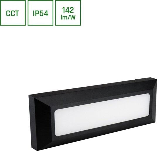 Spectrum 6W Encanta CCT LED fasadelampe 142lm/W IP54 sort 3 i 1 CCT utendørs vegglampe Dimbar : Ikke dimbar Kulør : CCT Varm til Kald Hvit