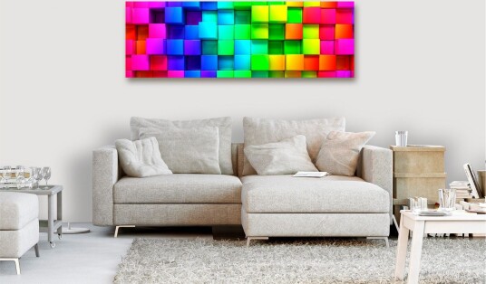 Tavle Colourful Cubes 1 Part Narrow 135X45 Artgeist sp. z o. o.