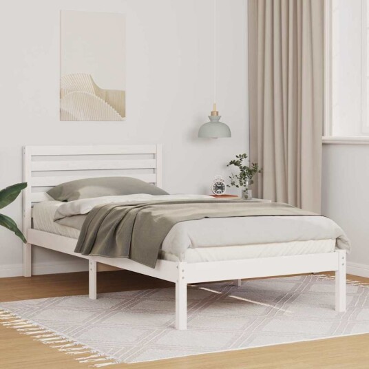  Sengestamme med hodegjerde Hvit 90 x 190 cm Heltre furu