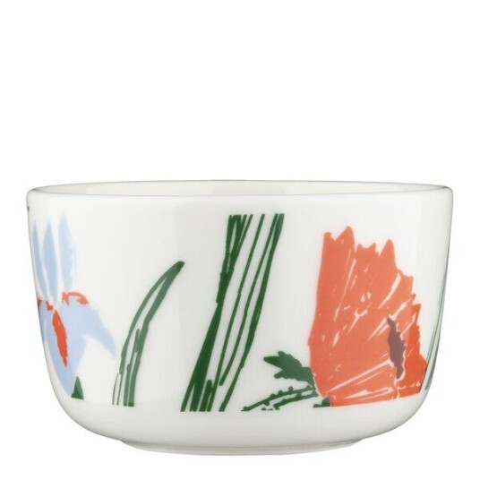 Marimekko Puutarhakutsut bolle 25 cl hvit/grønn/oransje Marimekko Puutarhakutsut bolle 25 cl hvit/grønn/oransje