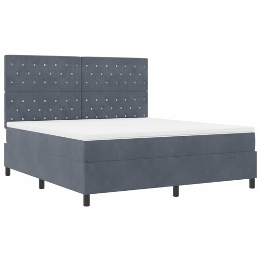 Box Spring Seng med Madrass Mørkegrå Super King Velur