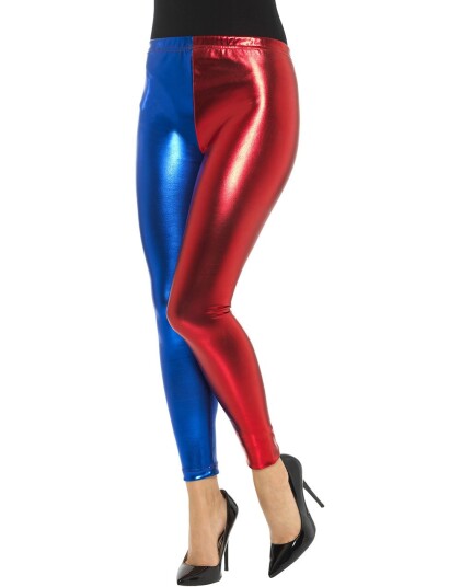Blå og Rød Harley Quinn Inspirerte LeggingStrl L