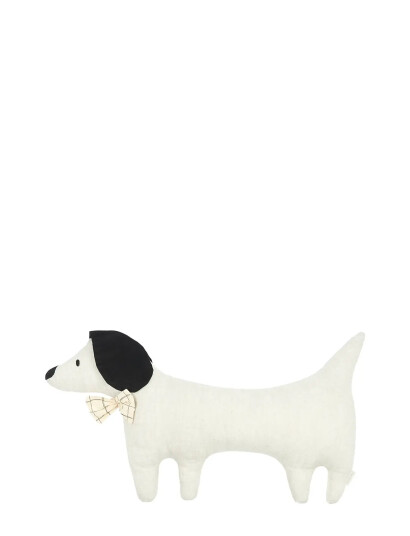 NOBODINOZ Cushion L1N0 In Washed French Linen - Toby The Dog - Beige - ONE SIZE