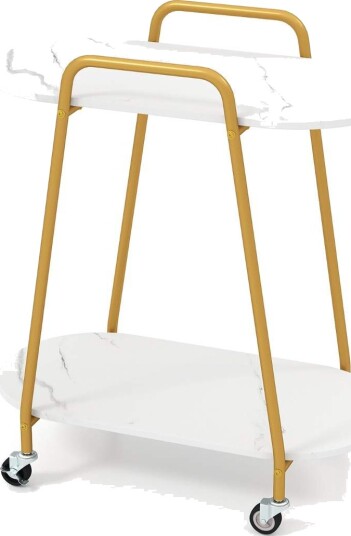 Mobilt sidebord i to etasjer med overflate i imitert marmor