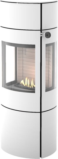 Caro 130 hvit frittstående biopeis med sideglass og ståldør Caro 130 hvit frittstående biopeis med sideglass og ståldør