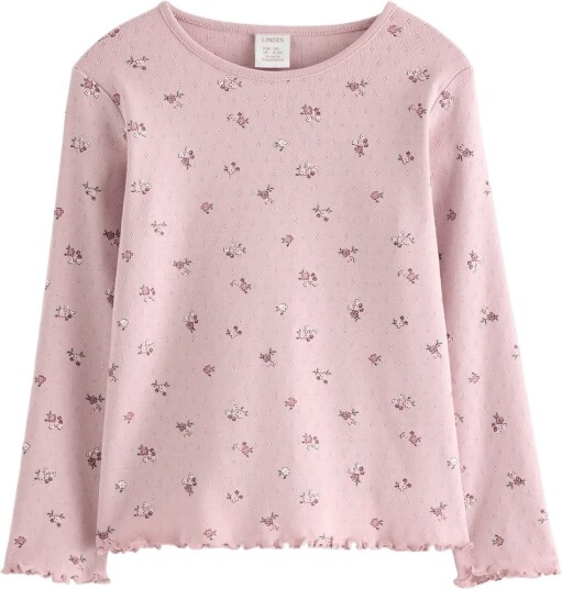 Lindex Long Sleeved Top In Pointelle Pink 128