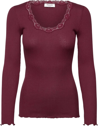 Rosemunde Rwbabette Silk Ls U Neck Lace T Shirt Burgundy M Rosemunde Rwbabette Silk Ls U Neck Lace T Shirt Burgundy M