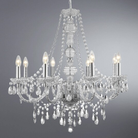 Searchlight Lysekrone Marie Therese dimbar Klar / transparent Stue / spisestue Kunststoff