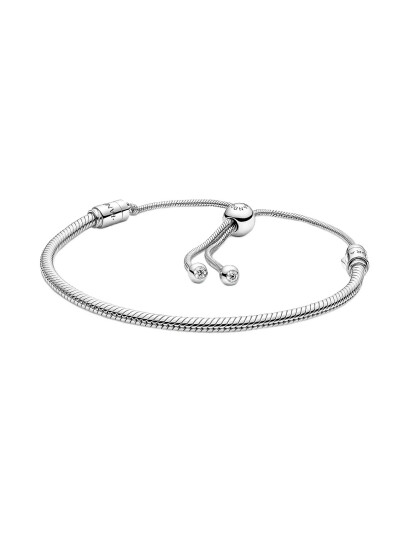 PANDORA Snake Chain Sterling Silver Bracelet With Clear Cubic Zirconia Silver 28 cm