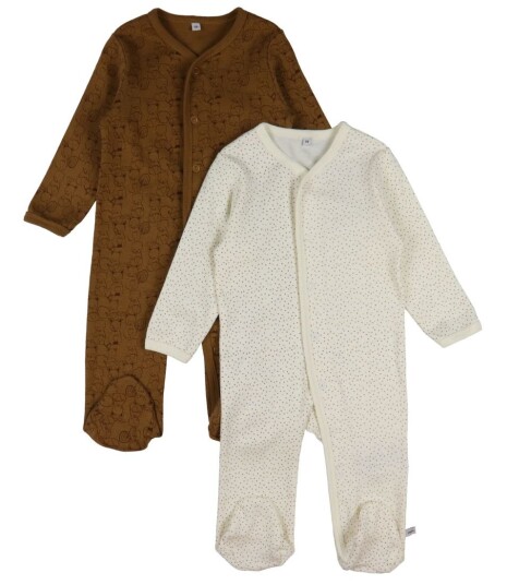 Pippi Nightsuit W/F -Buttons 2-Pack Brown 50
