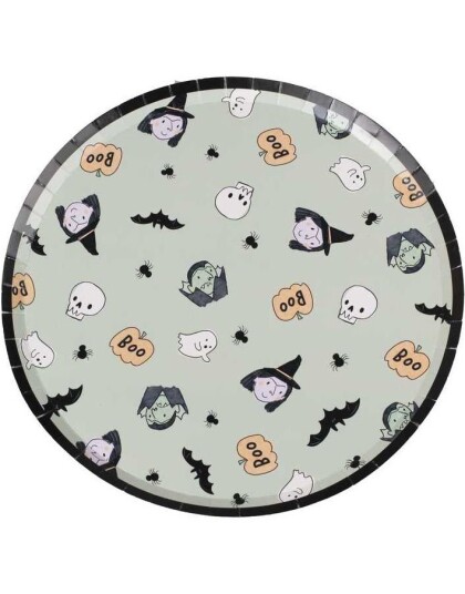 8 stk. Papirtallerkener 22 cm Boo! Party