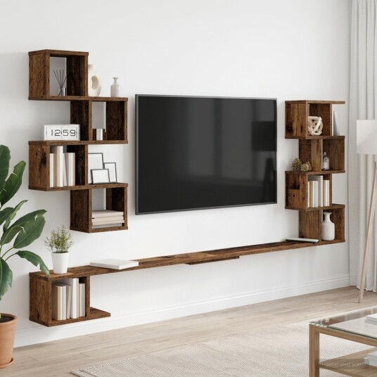 vidaXL Vegghengt TV hylle Gammelt tre 200 x 15 x 94 cm Konstruert tre