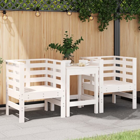 Hagestoler 2 stk hvit 61,5x53x71 cm heltre furu Hagestoler 2 stk hvit 61,5x53x71 cm heltre furu