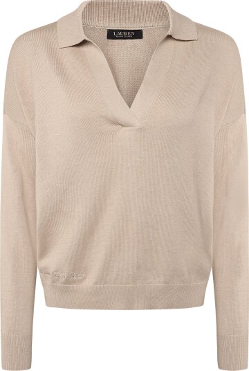 Lauren Ralph Lauren Cotton Modal Polo Sweater Beige M