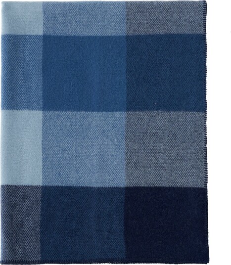 Klippan Yllefabrik Ullpledd   130x180 cm   100% lammeull   Block Blue