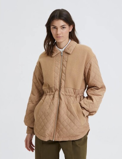 Selected Slfnorma Quilted Teddy Jacket W Brown 34