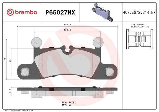 Bremseklosser BREMBO P65027NX