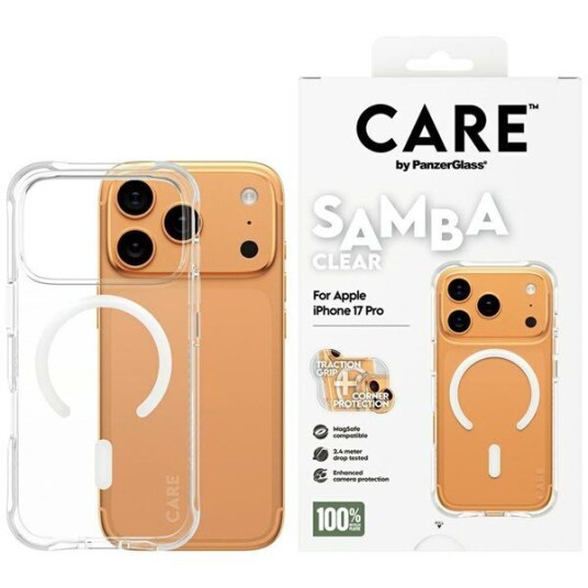PanzerGlass Fashionable Case Samba Transparent med Hvit MagSafe for iPhone 17 Pro