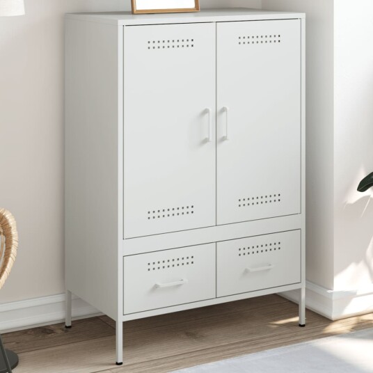Highboard hvit 68x39x101,5 cm kaldvalset stål