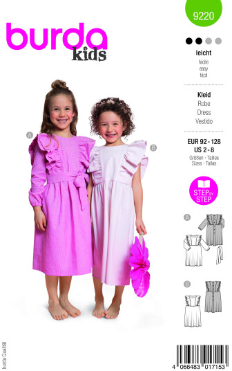 Burda 9220 - Kjole EUR: 92-128 US: 2-8 Burda 9220 - Kjole EUR: 92-128 US: 2-8