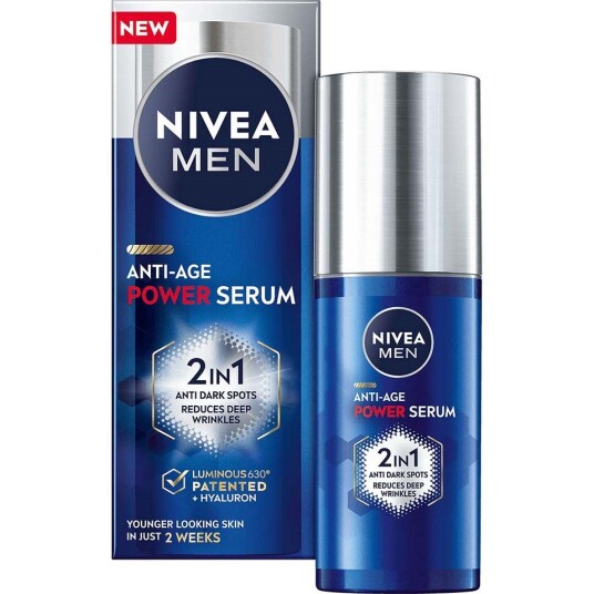 NIVEA Men Luminous 2-in-1 Ansiktsserum 30ml med Hyaluronsyre for Anti-Age og Fuktighet