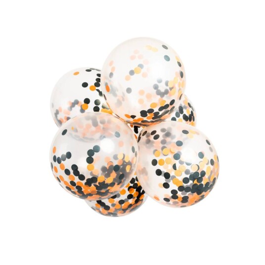 Konfettiballonger Svart Og Oransje  Pk/6 