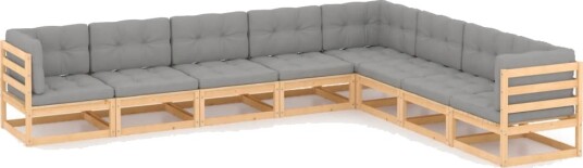 vidaXL Hagesofagruppe med puter 8 deler heltre furu