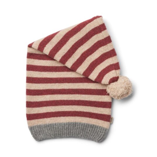 Wheat nisselue til baby og barn red stripe