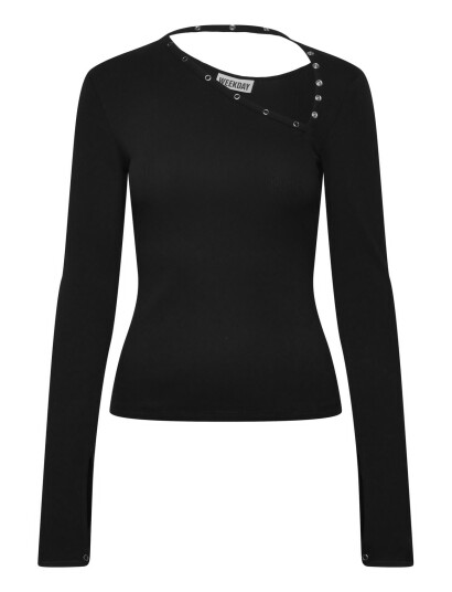Weekday Asymmetric Button Long Sleeve Black M