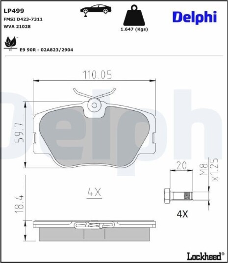 DELPHI LP499 Bremseklosser
