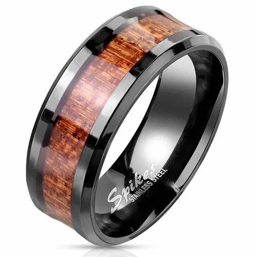 Innlegg i sort tre og ring i rustfritt stål Innlegg i sort tre og ring i rustfritt stål