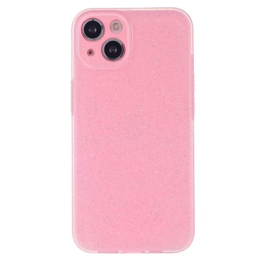 INCOVER iPhone 15 Fleksibelt Plastdeksel med Glitter - Rosa