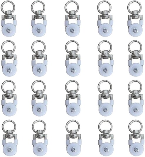 20 stk gardinstangruller skinneglidere gardinstangruller lydløse remskiver vindusgardinstang dobbeltrull