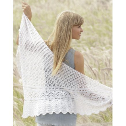 Tender Kiss by DROPS Design Sjal Strikkeoppskrift 200x60 cm