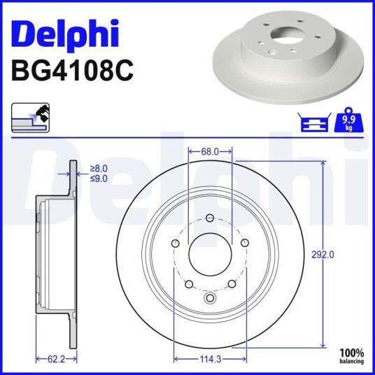 DELPHI BG4108C Bremseskive