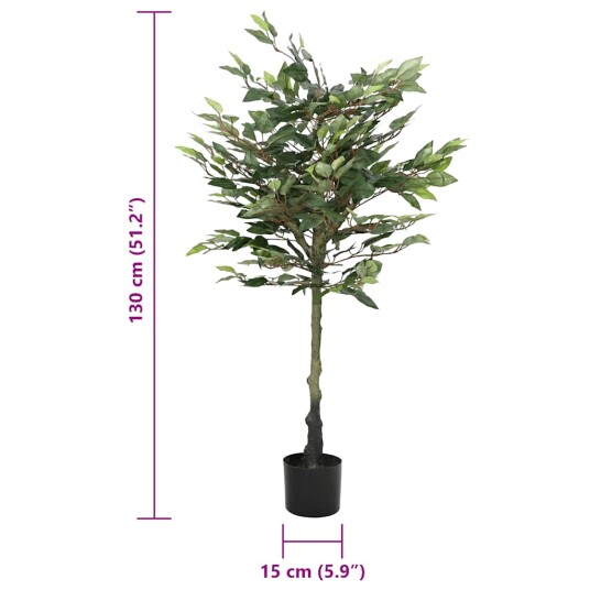  Kunstig fikentre 480 blader 130 cm grønn