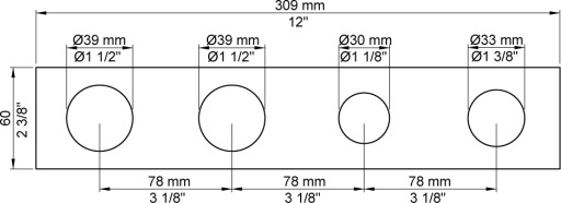 Vola Plate 5004, 4 Hull, Krom