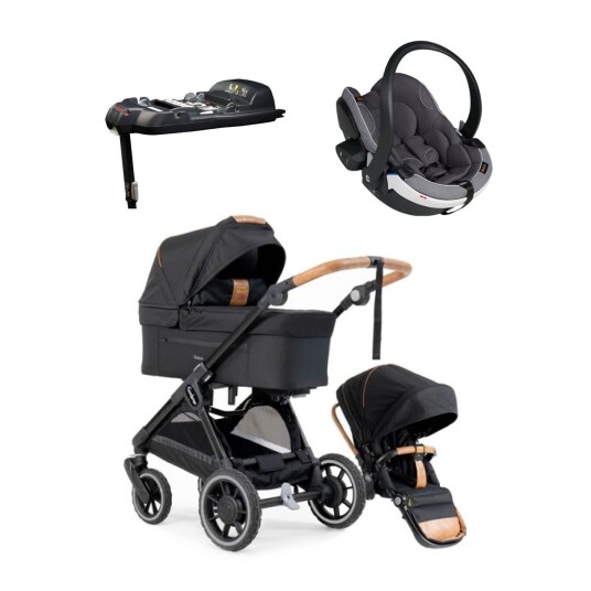 Nyfødtpakke Emmaljunga Sento Ergo  2024  Outdoor Black Inkl bilstol  Metallic Mélange og base