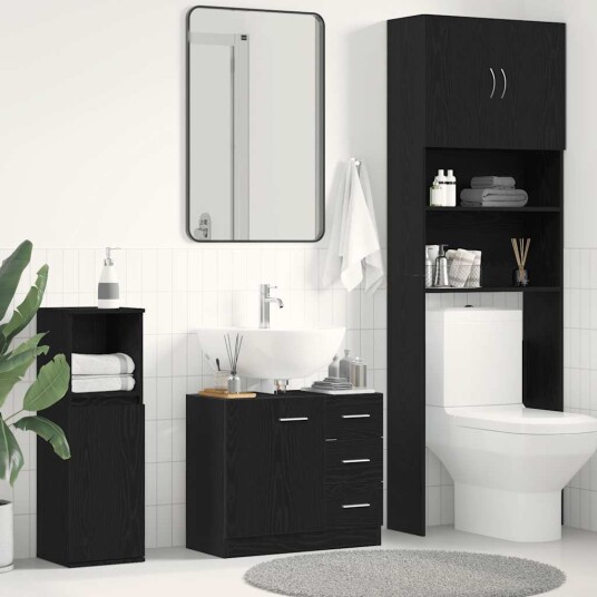 Vidaxl Servantskap svart eik 63x30x54 cm konstruert tre 862022