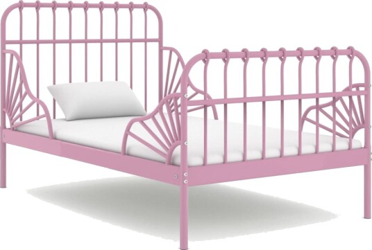 vidaXL Utvidbar sengeramme rosa metall 80x130/200 cm