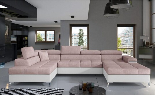 Seksjon Eltap Eduardo 337x205x88 cm Omega 91 Soft 17 Rosa Hvit Venstre