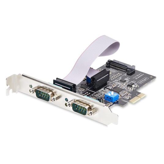 StarTech 2-Port Serial PCIe Card, Dual-Port PCI Express to RS232/RS422/RS485 (DB9) Serial Card, Low-Profile Brackets Incl., 16C1050 UART,