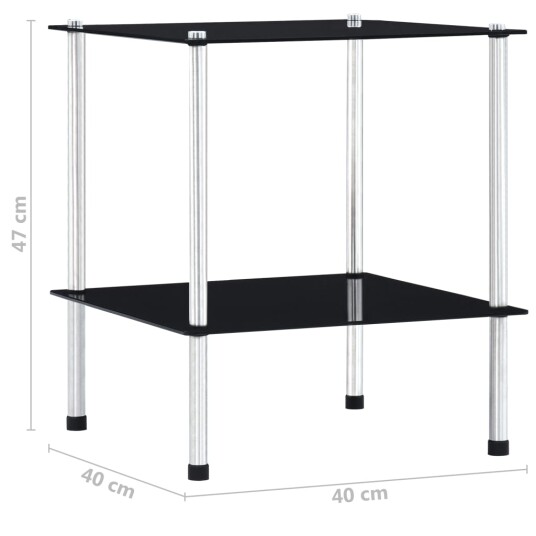 vidaXL Hylle 2 etasjer svart 40x40x47 cm herdet glass vidaXL Hylle 2 etasjer svart 40x40x47 cm herdet glass