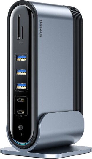 Baseus Working 17-i-1 Dokkingstasjon 2x USB-C 3x USB-A HDMI Grå