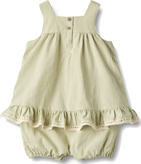 Wheat Kjole Harriet Green Stripe (80 / 1 år)