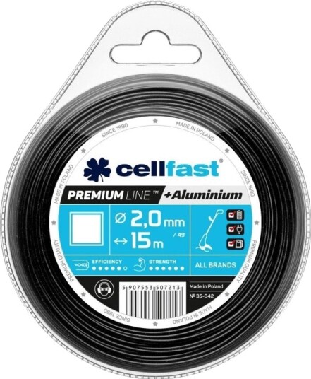 Cellfast Żyłka Tnąca Premium 2,0 Mm/15 M Kvadrat 35 042 Cellfast Żyłka Tnąca Premium 2,0 Mm/15 M Kvadrat 35 042