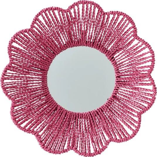 J Line Wall Mirror Raffia Dark Pink Pink ONE SIZE J Line Wall Mirror Raffia Dark Pink Pink ONE SIZE
