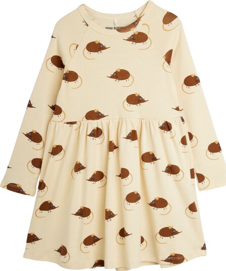 Mini Rodini Kjole Elephant Spissmus Beige Mini Rodini 4 5 år (104 110) Kjole