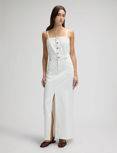 Lee Jeans Maxi Denim Dress Cream XS x 00
