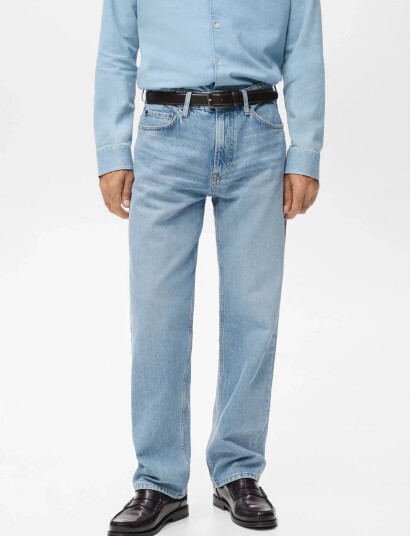 Mango Moby Straight Fit Light Wash Jeans   Blue   46